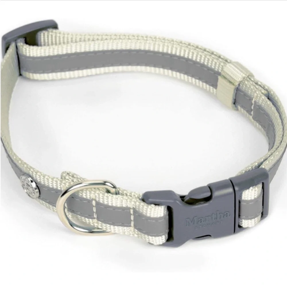 NWT Martha Stewart Adjustable Nylon Dog Collar gray. Size 14 (neck 10-14